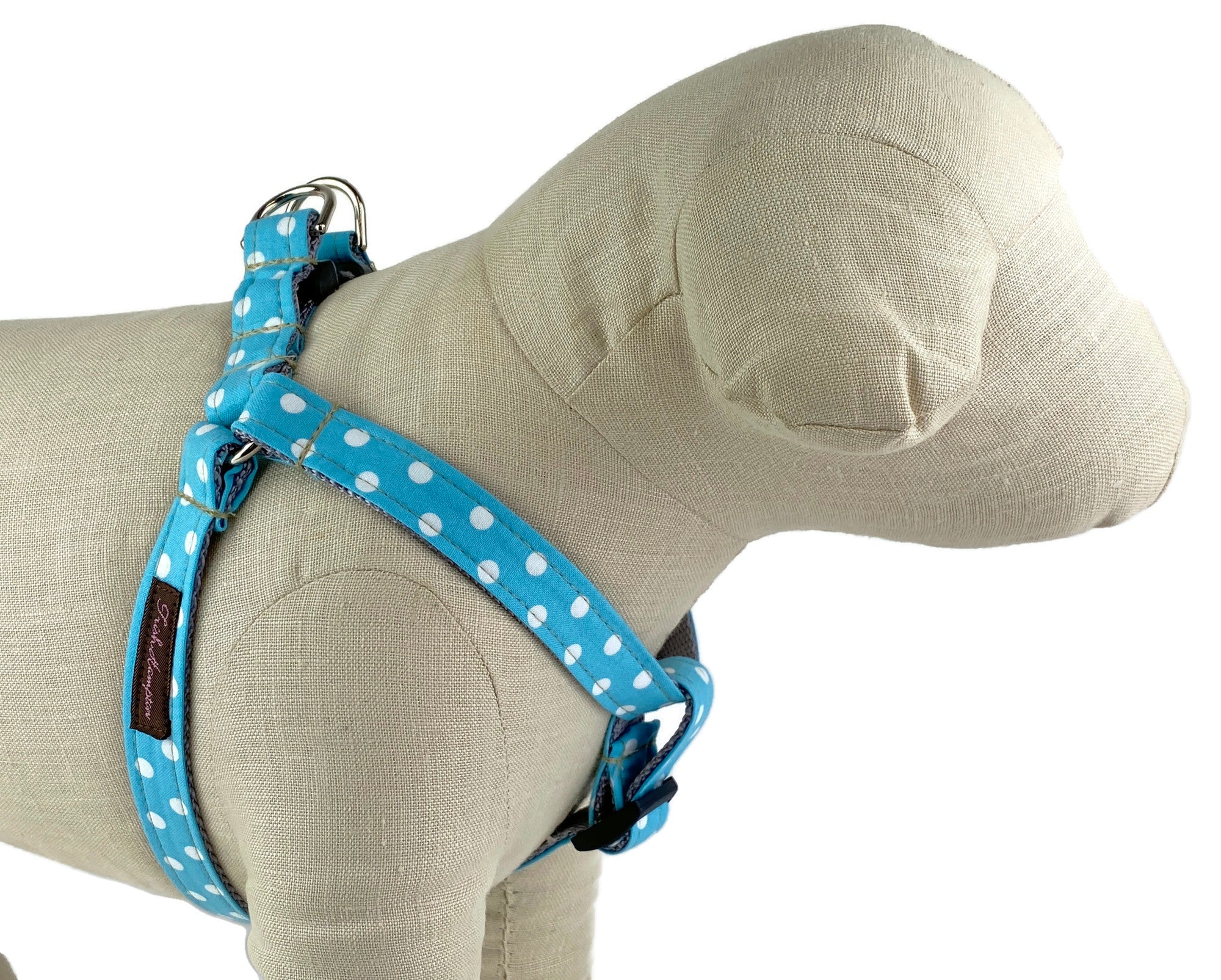 Turquoise/White Polka Dot Dog Harness - 513