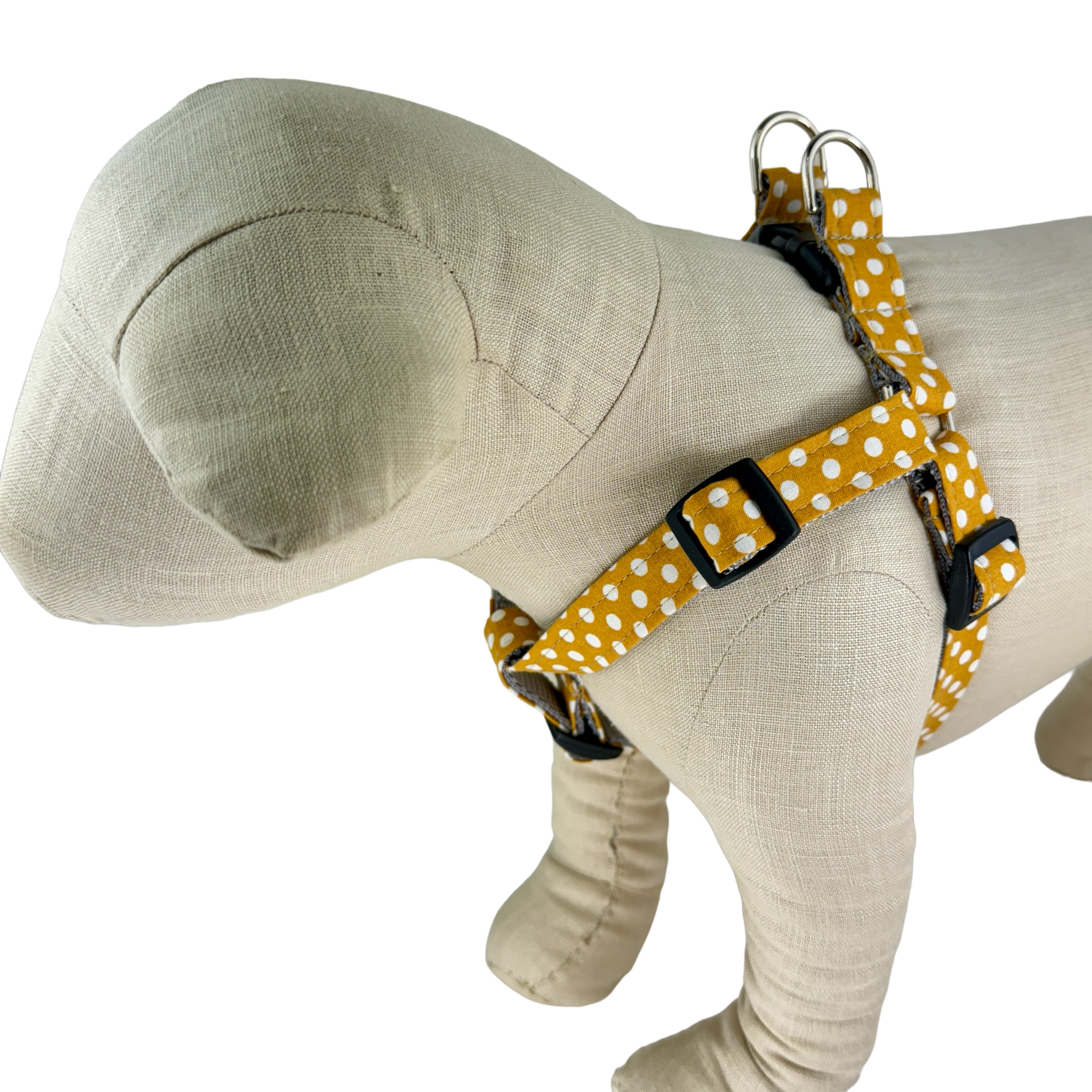 Mustard/White Polka Dot Dog Harness - 514