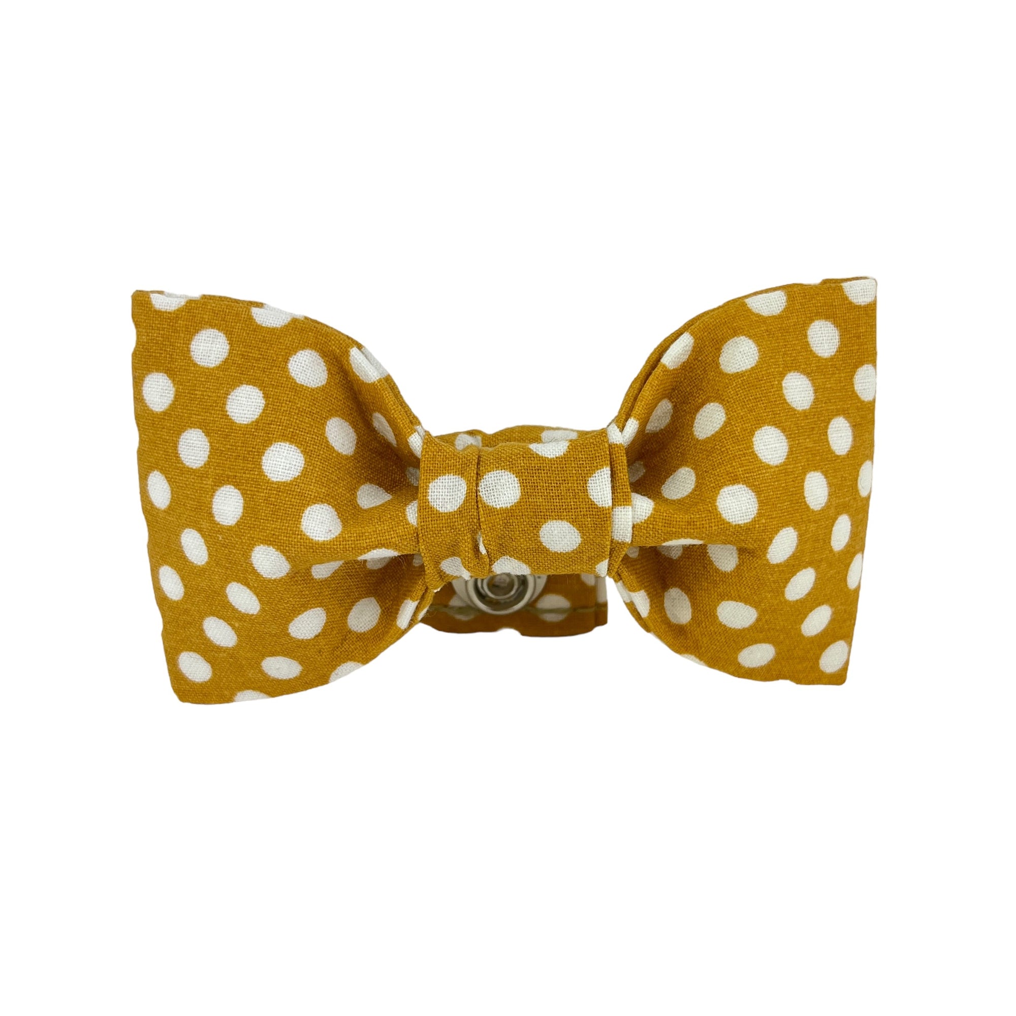 Mustard/White Dot Dog Bow Tie - 514