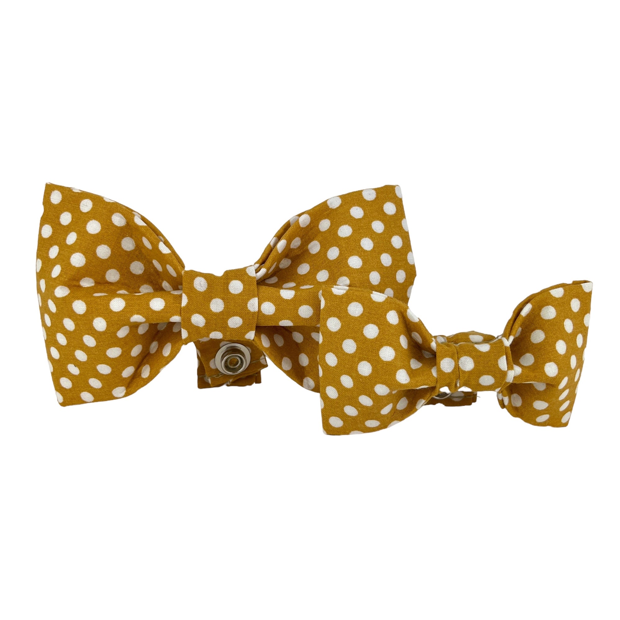 Mustard/White Dot Dog Bow Tie - 514