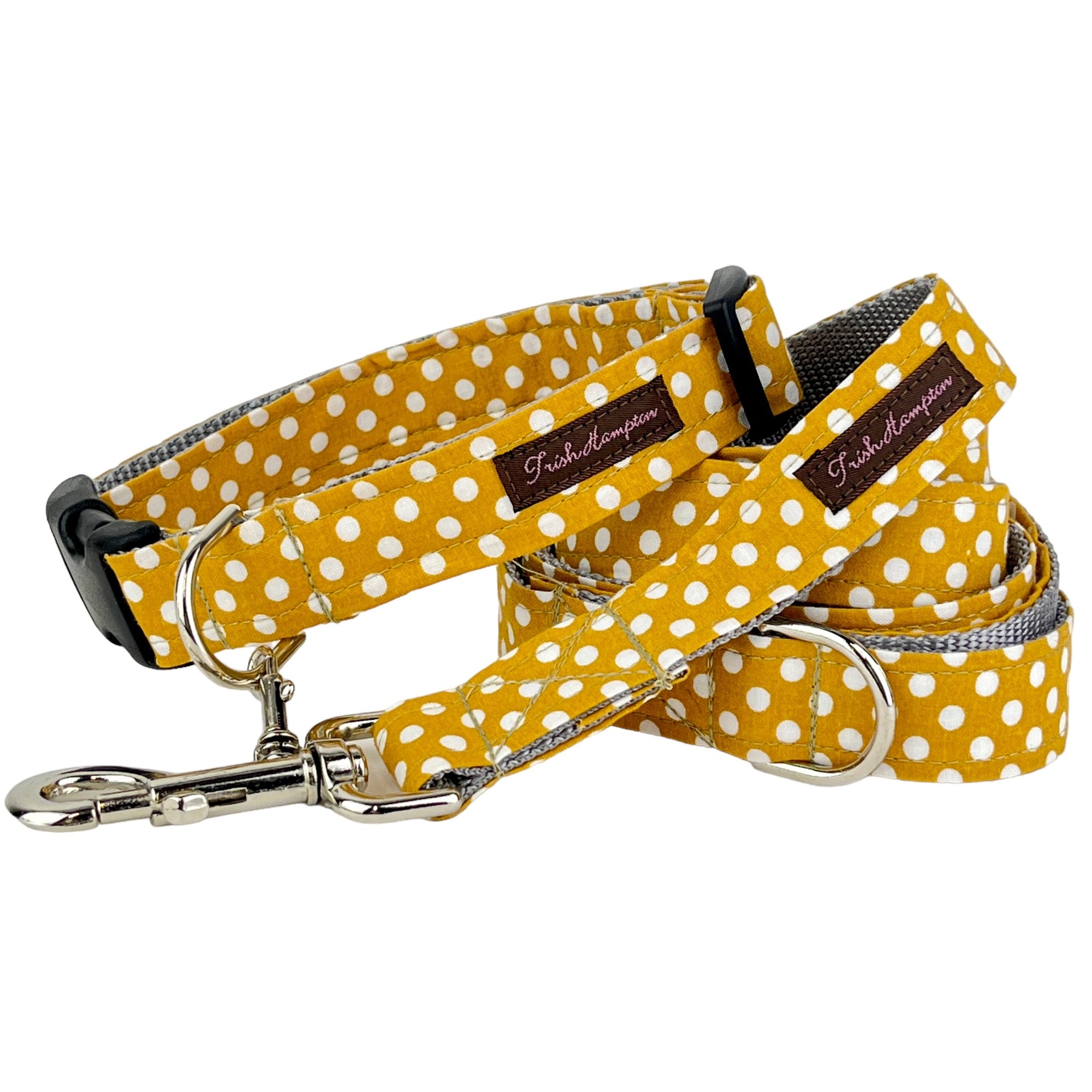 Mustard/White Polka Dot Dog Collar - 514