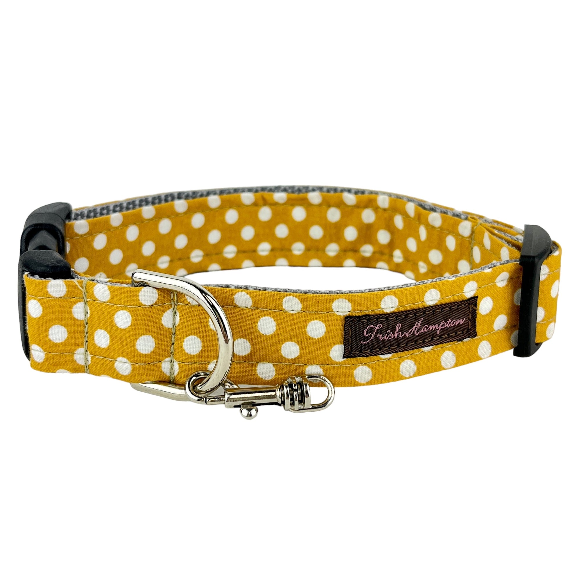 Mustard/White Polka Dot Dog Collar - 514