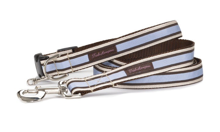 Chocolate/Periwinkle Stripe Dog Collar - 602
