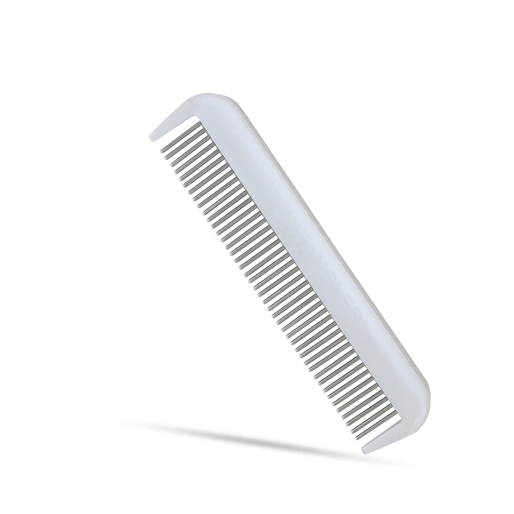 5" Cat Comb with Narrow Spaced Rotating Stainless-Steel Pins for effective dematting and grooming. Vet Recommended - White Sheen image