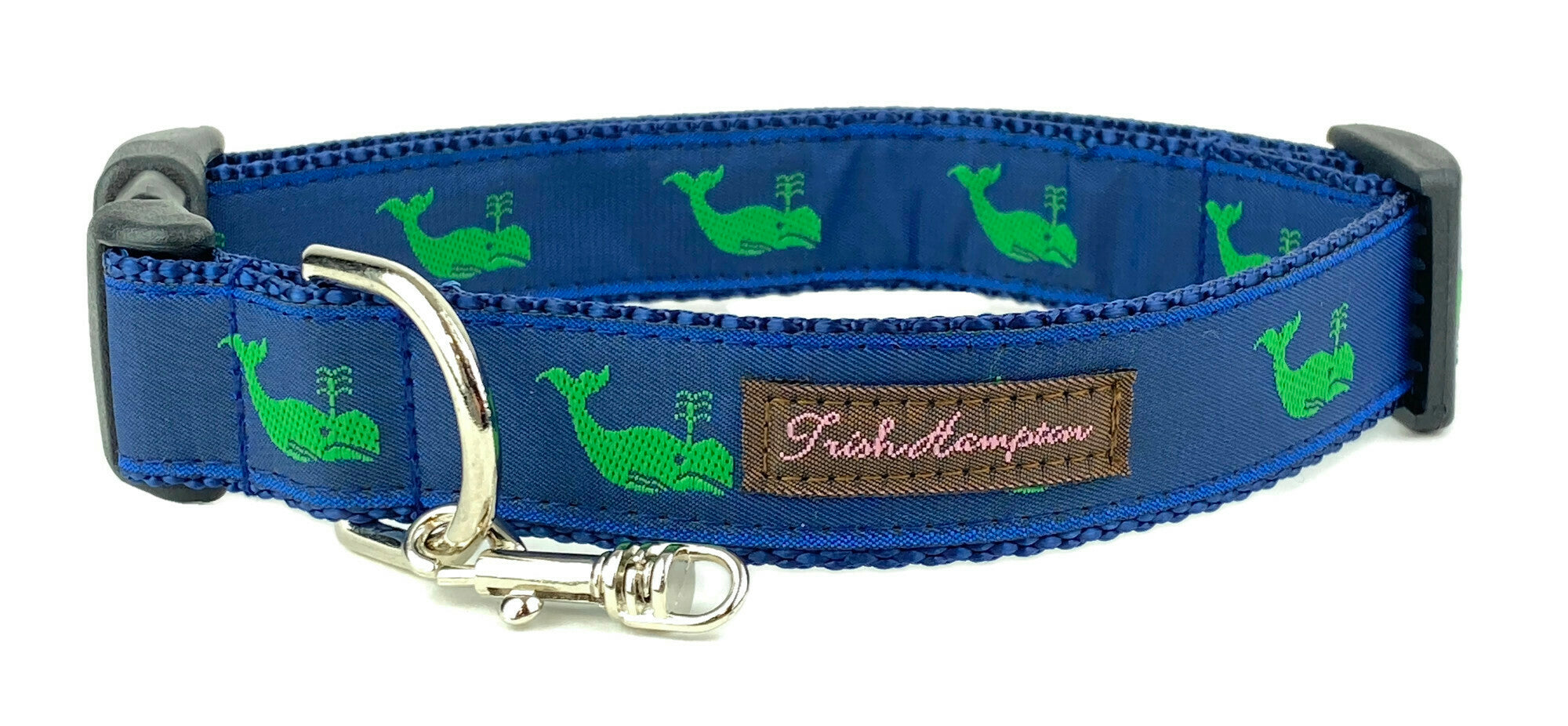 Navy/Green Whales Dog Collar - 750