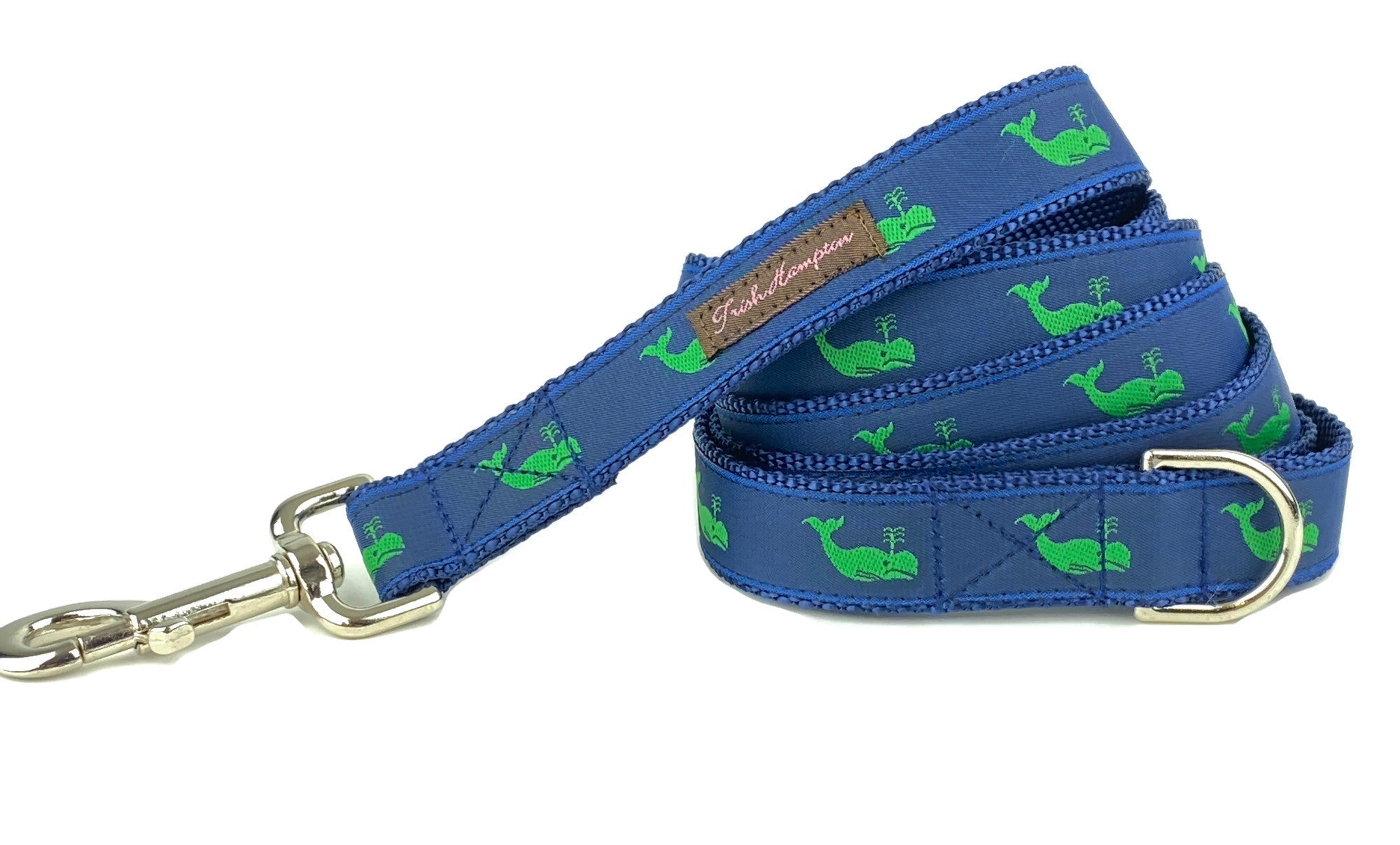 Navy/Green Whales 6ft Dog Leash - 750