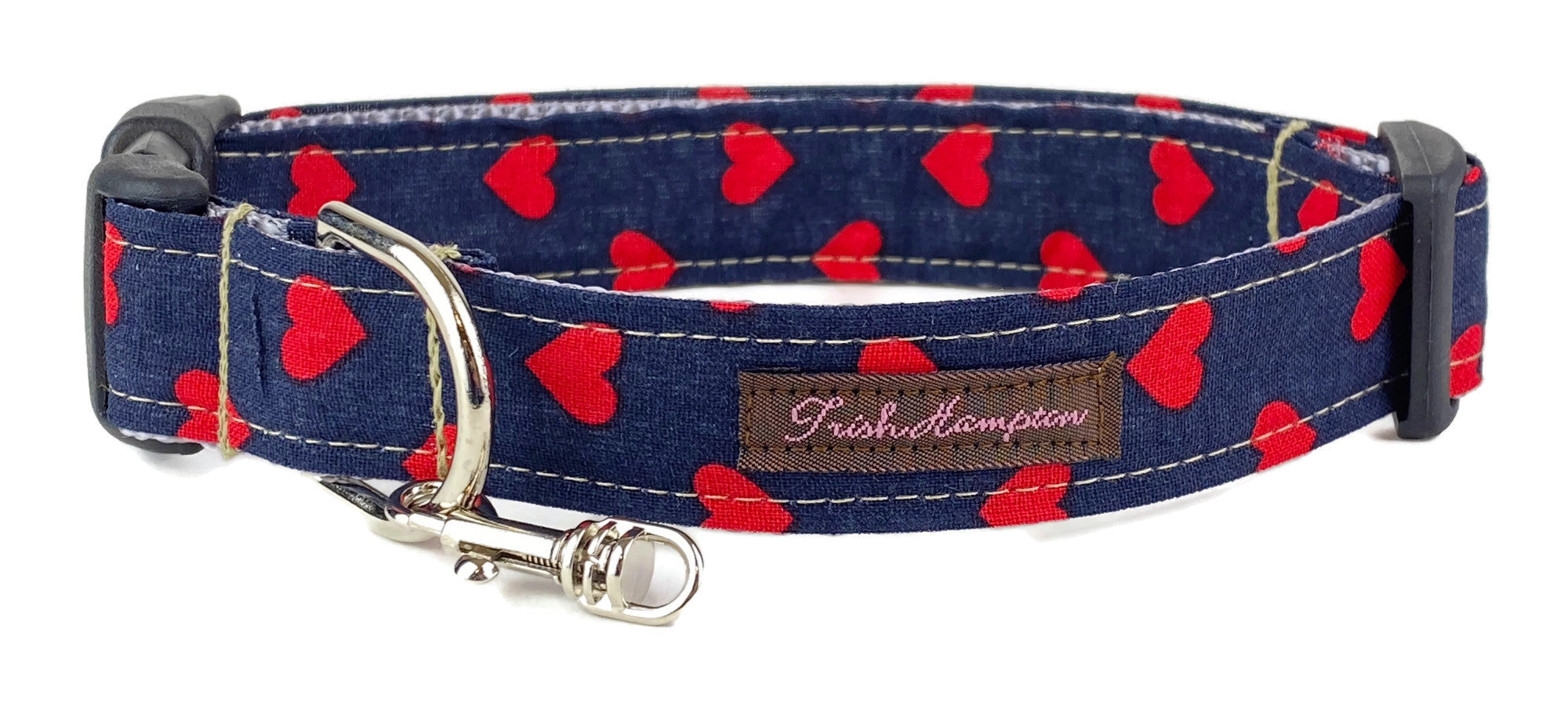 Midnight Red Hearts Dog Collar - 757