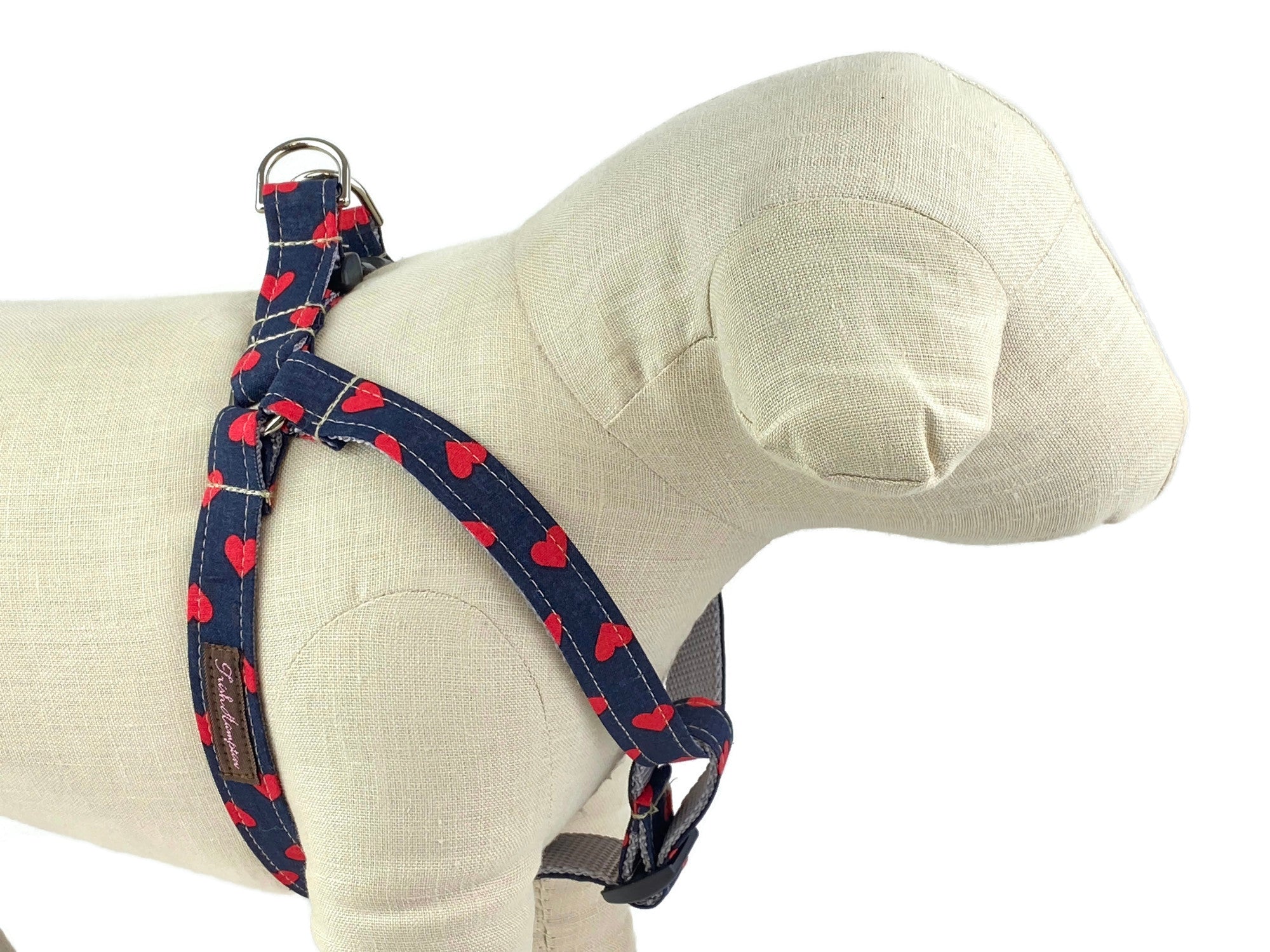 Midnight Red Hearts Dog Harness