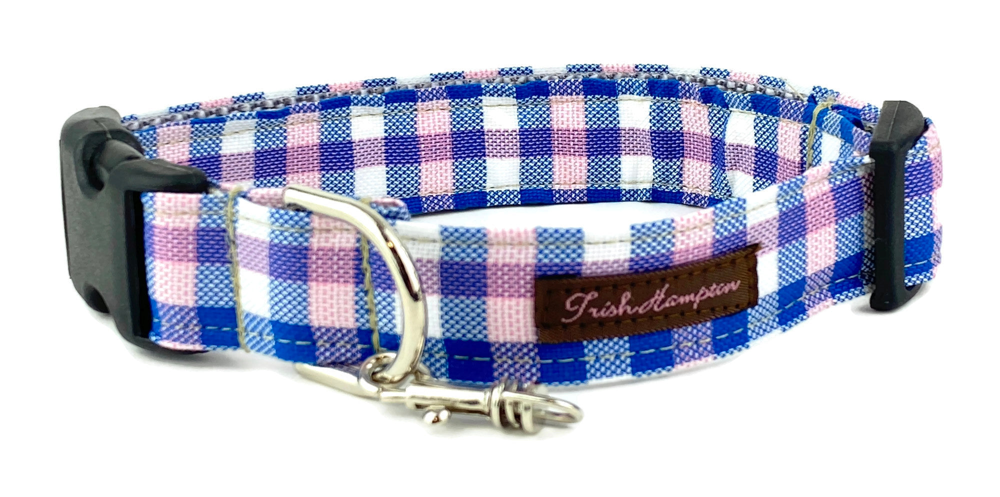 Pink/Blue/White Plaid Dog Collar - 770