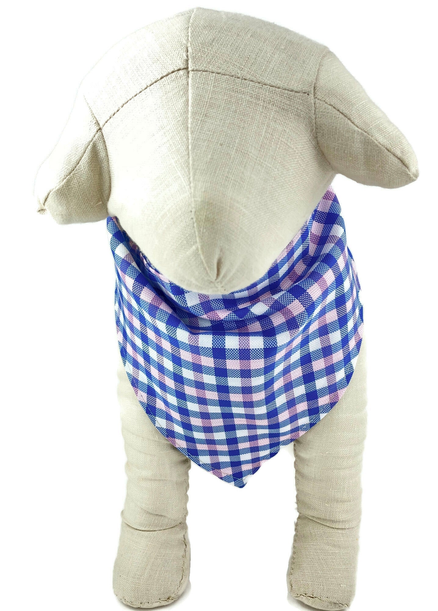 Pink/Blue/White Plaid Dog Bandana - 770