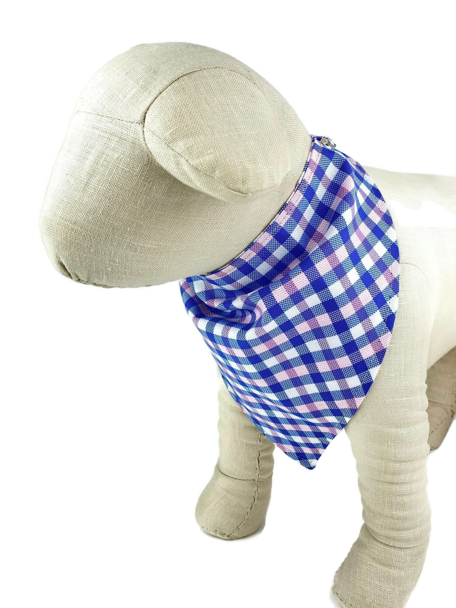 Pink/Blue/White Plaid Dog Bandana - 770
