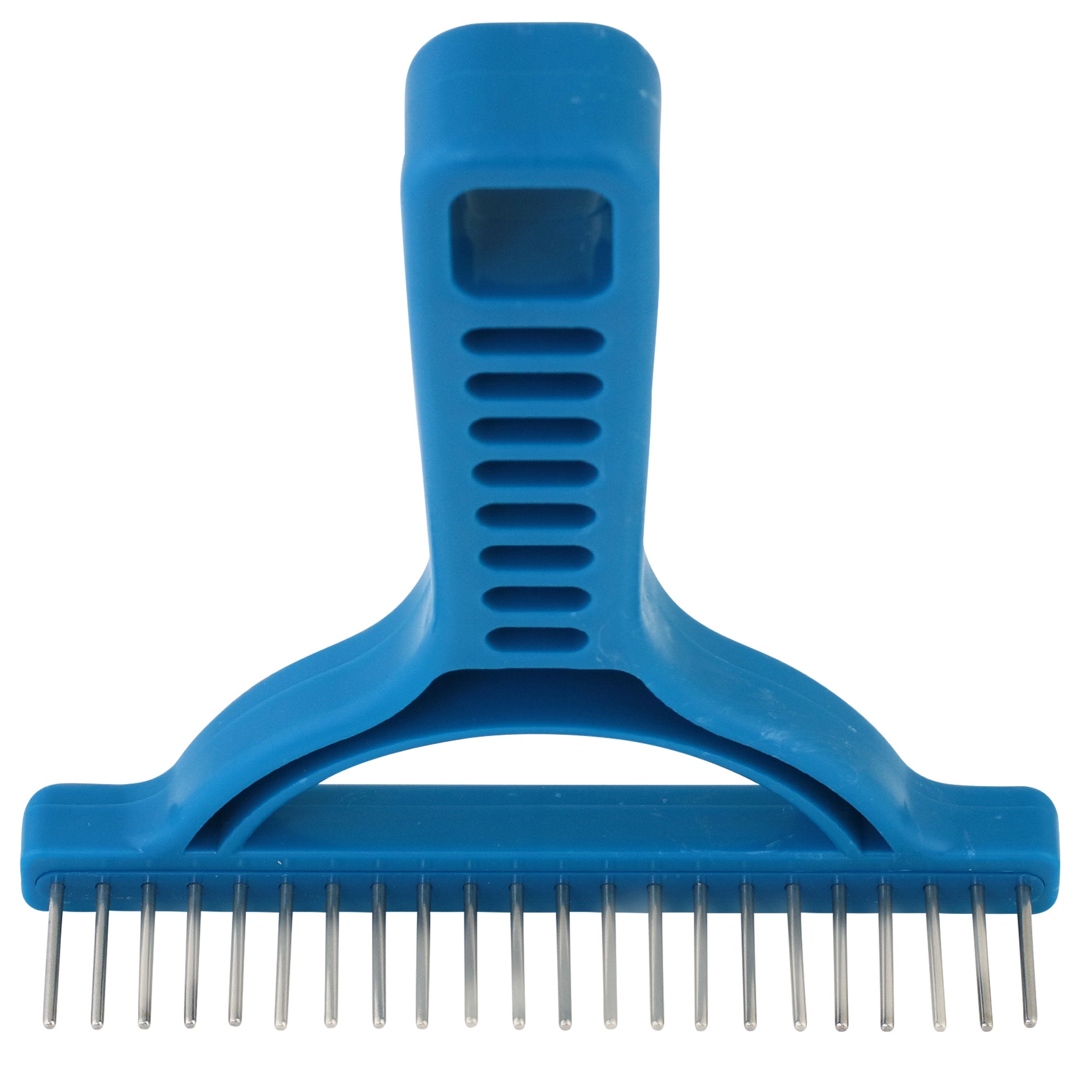 Grooming Rake: Long Rotating Stainless-Steel teeth easily collects loose hair! Less grooming pain for pups - Blue Turquoise image