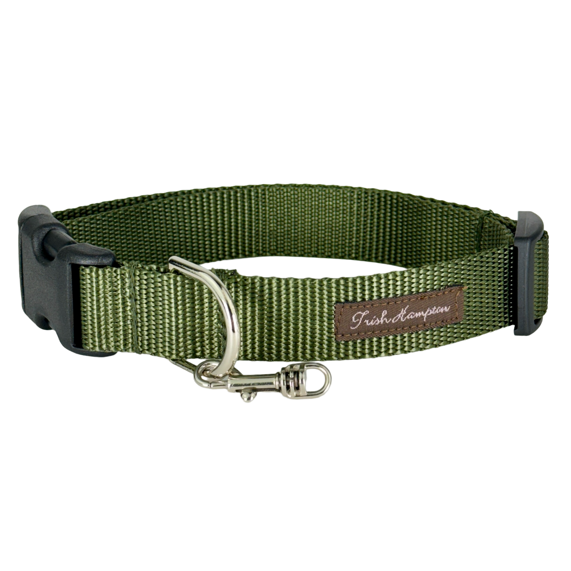 Olive Green Nylon Webbing Dog Collar - 801