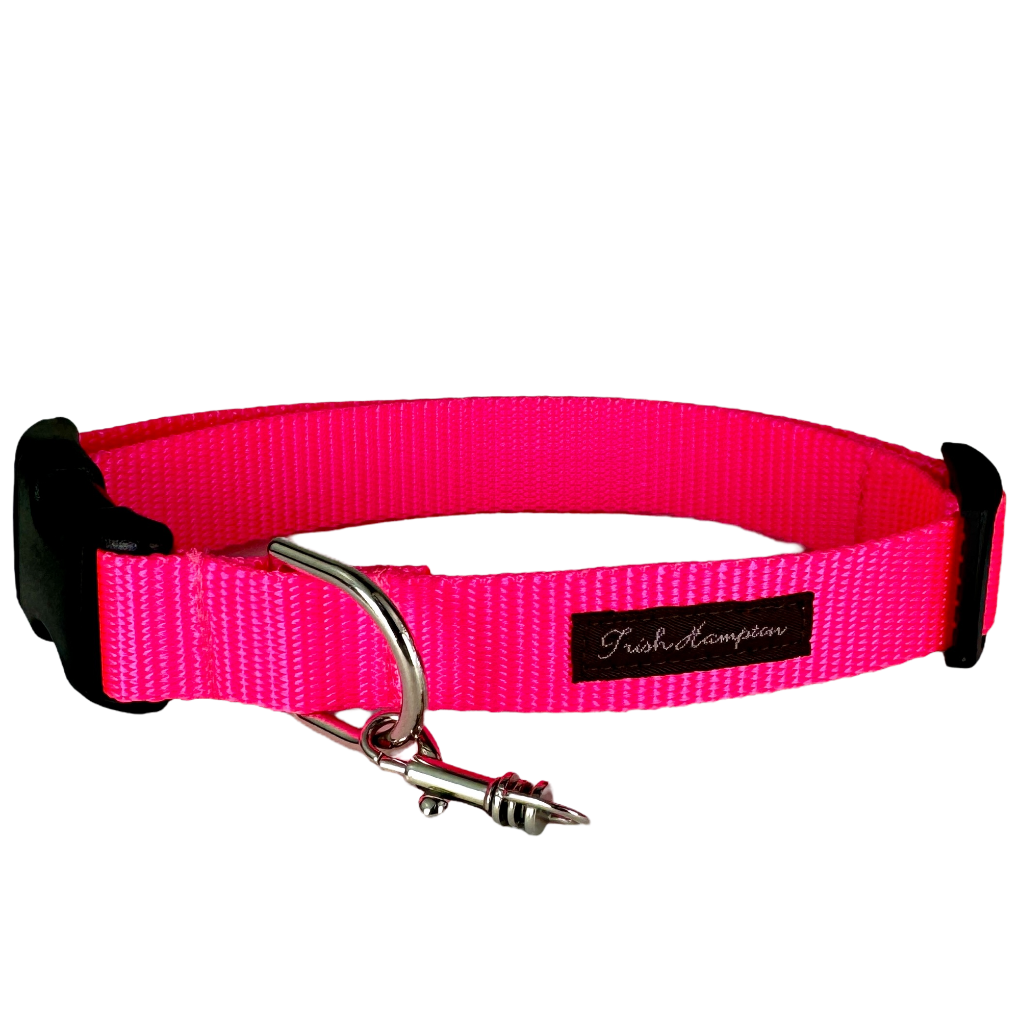 Fluorescent Pink Nylon Webbing Dog Collar - 811