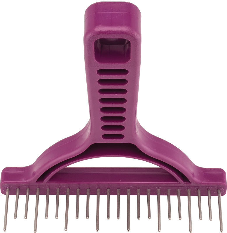 Shedding Rake with Staggered Stainless-Steel Rotating Teeth. Best for Thick Coated Breeds #1 Rake - Royal Purple image