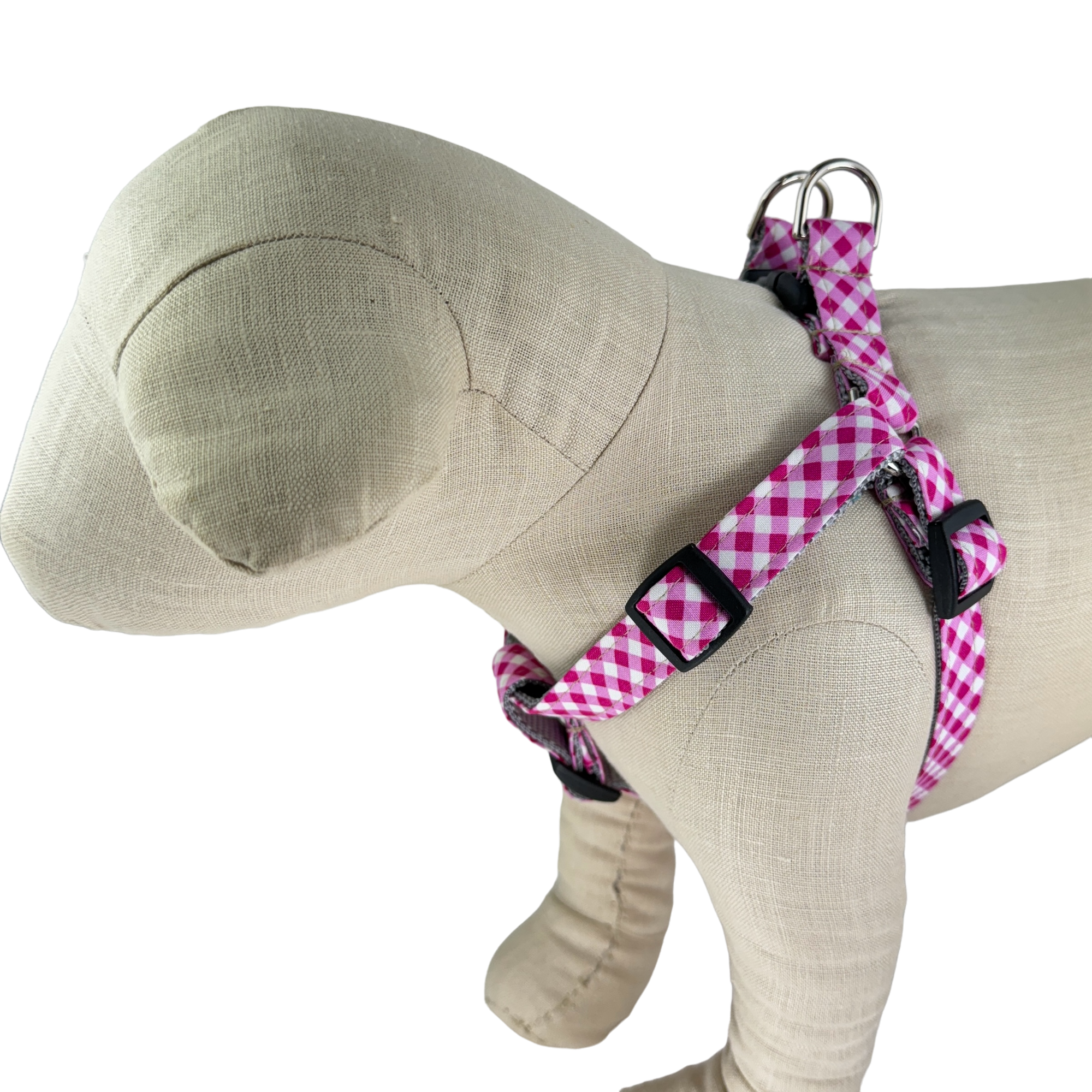 Pink Gingham Dog Harness