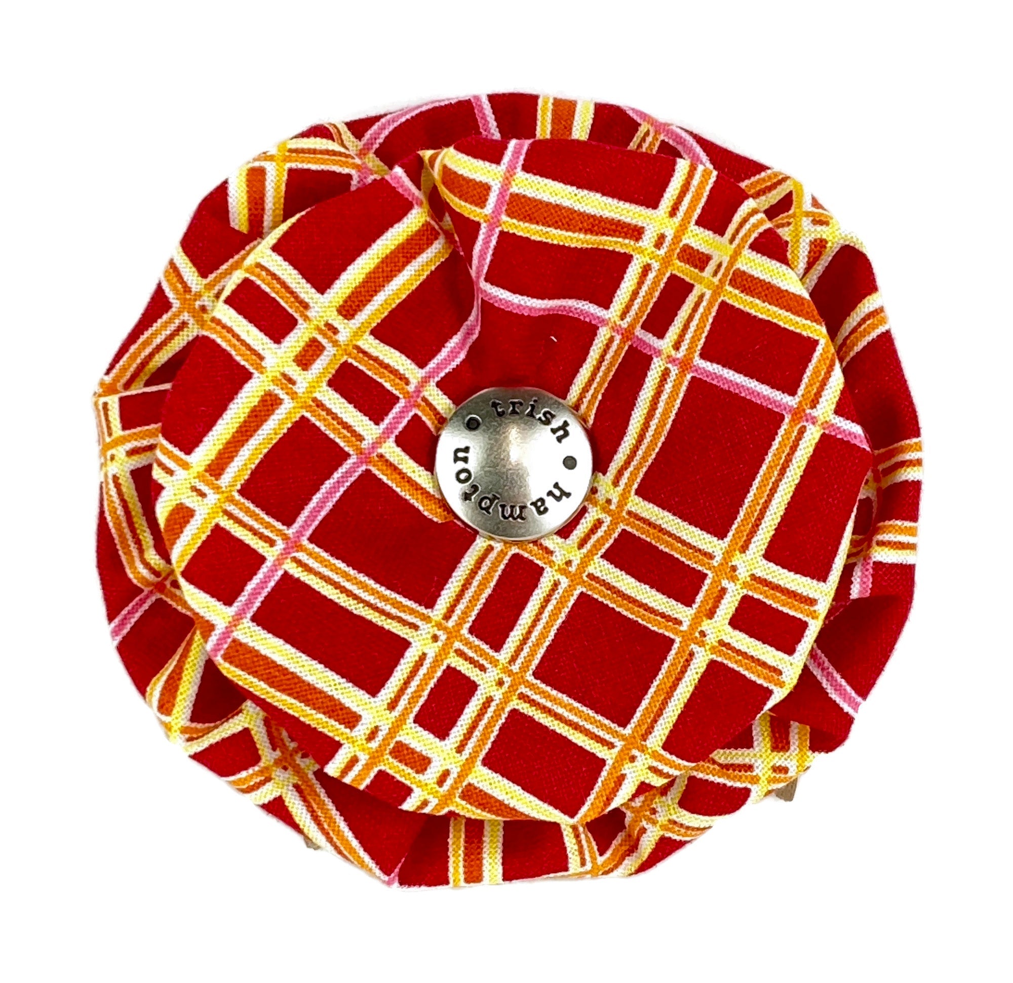 Red/Gold/Pink Plaid Dog Blossom - 908