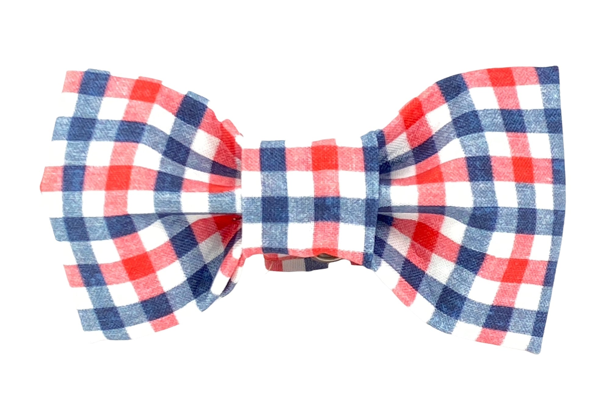 Red/White/Navy Blue Gingham Dog Bow Tie - 990
