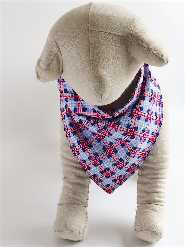 Red/White/Blue Plaid Dog Bandana - 914