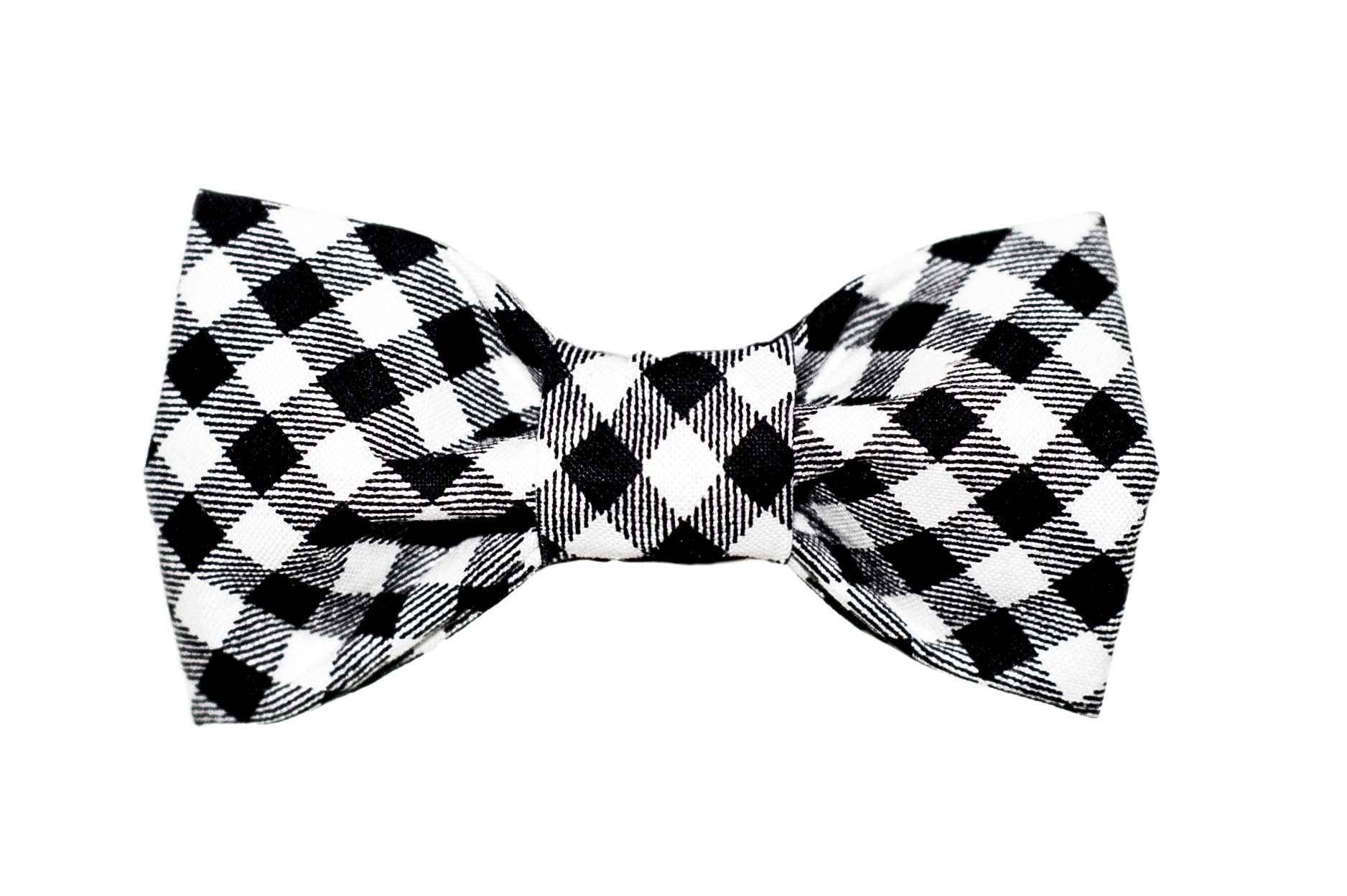 Black/White Gingham Dog Bow Tie - 917