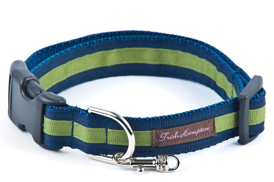 Navy/Green Stripe Dog Collar  - 306