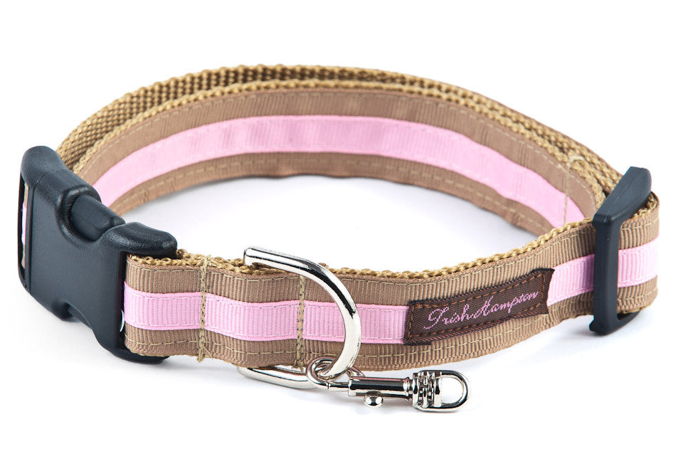 Tan/Light Pink Stripe Puppy/Dog Collar - 308