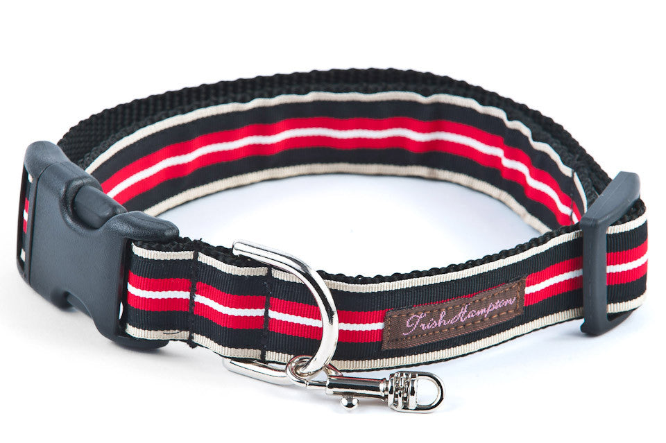 Red/Black/Tan Stripe Dog Collar - 606