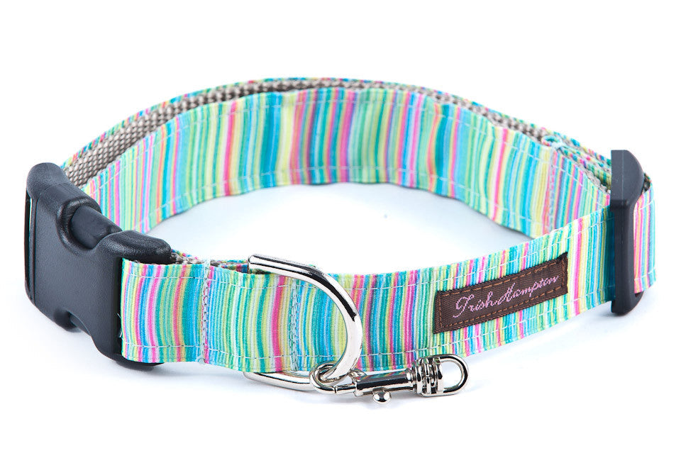 Green Candy Stripe Dog Collar - 611