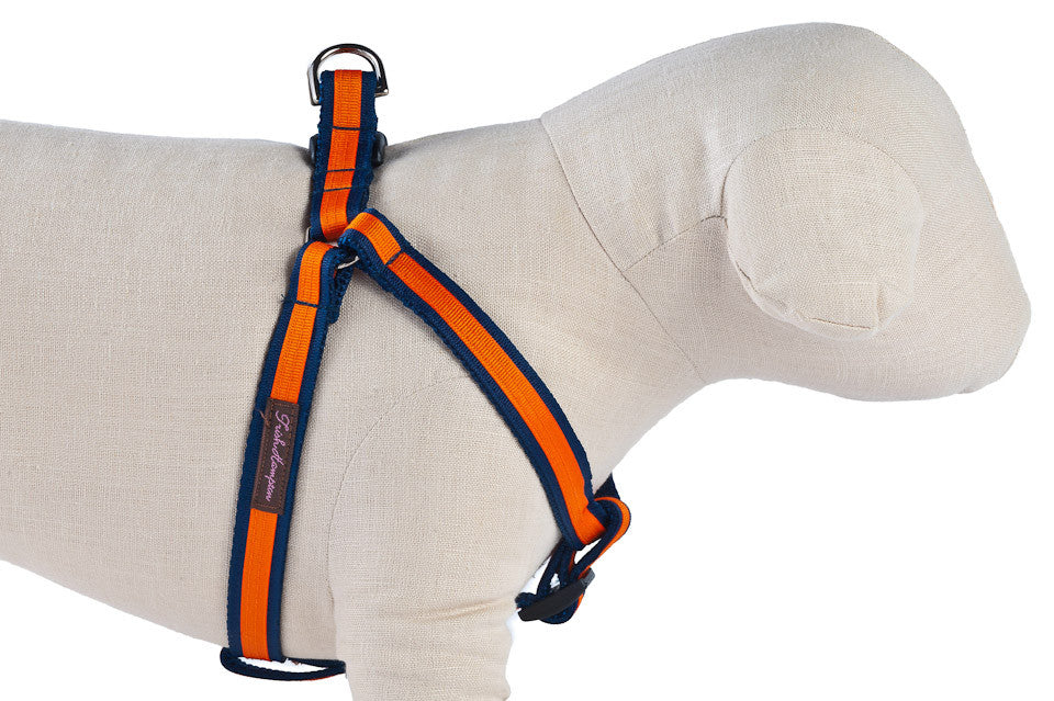 Navy/Bright Orange Stripe Dog Harness - 305