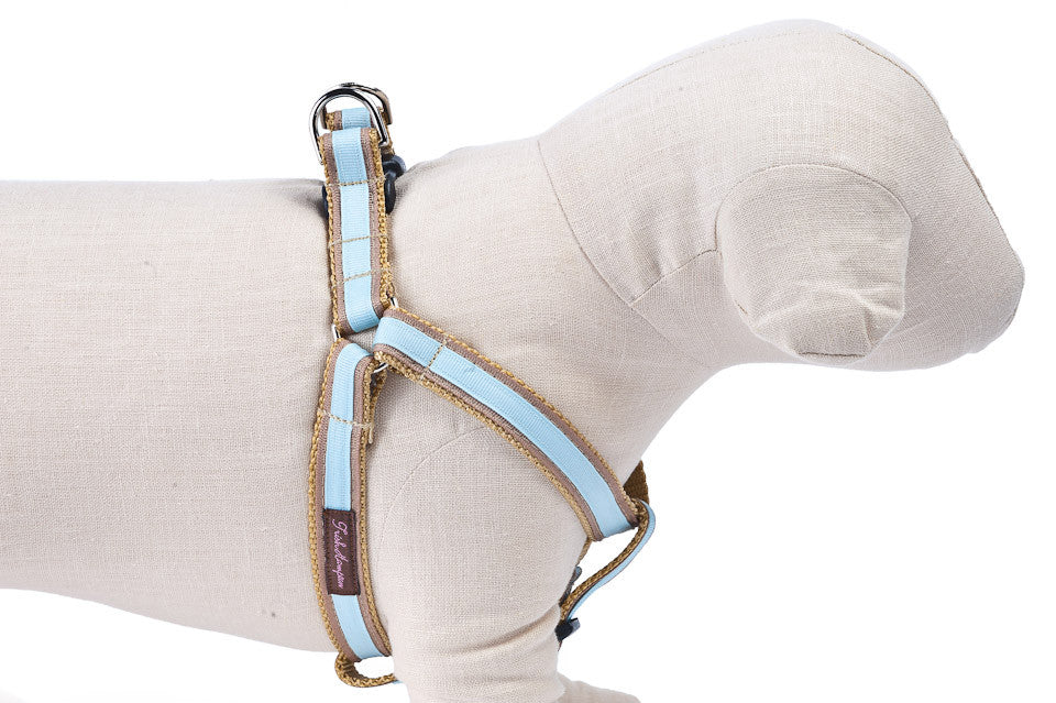 Tan/Light Blue Stripe Dog Harness - 307