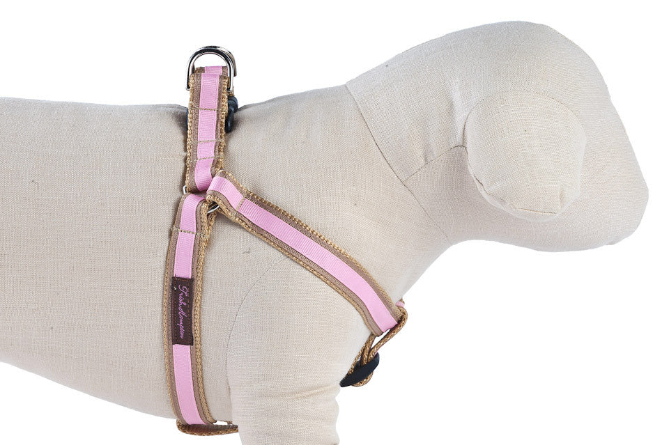 Tan/Light Pink Stripe Dog Harness - 308