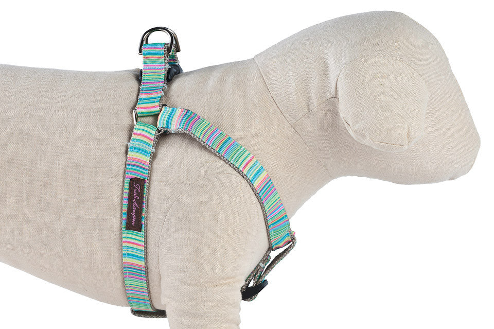 Green Candy Stripe Dog Harness - 611