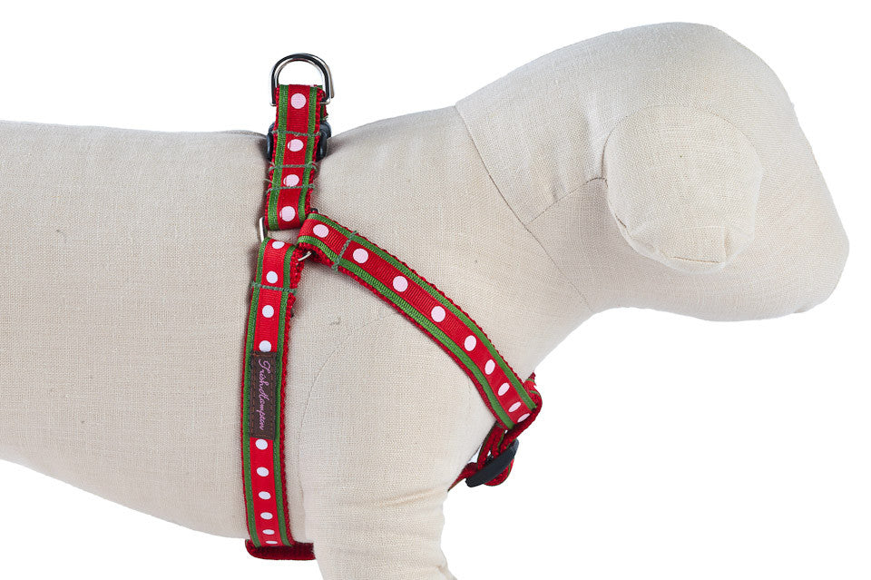 Red/Green/White Polka Dot Dog Harness - 701
