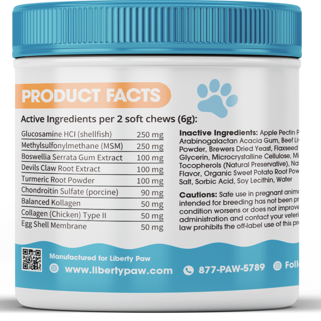 Pet supplement container with label on a white background