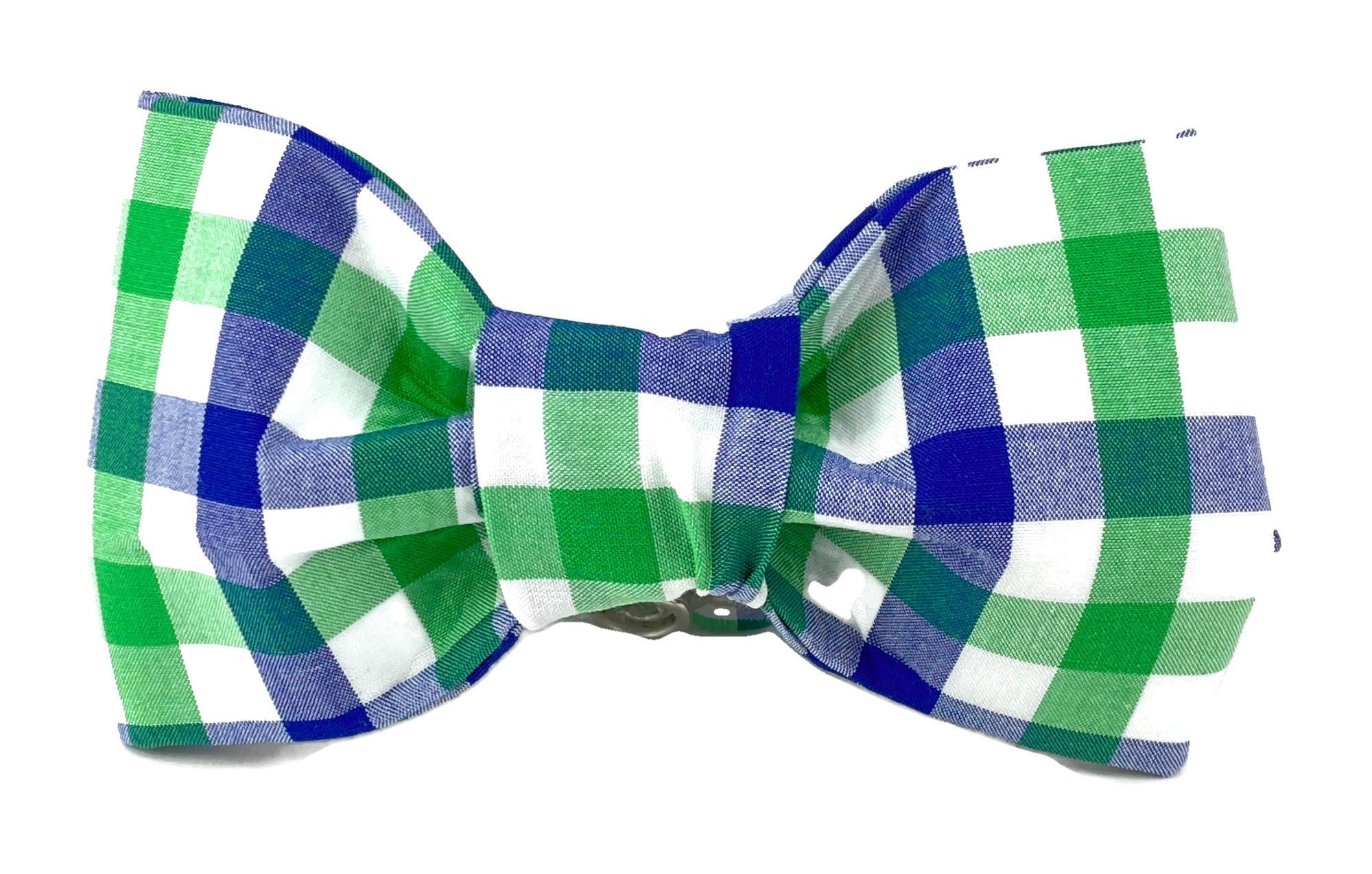 Blue/White/Green Plaid Dog Bow Tie - 759
