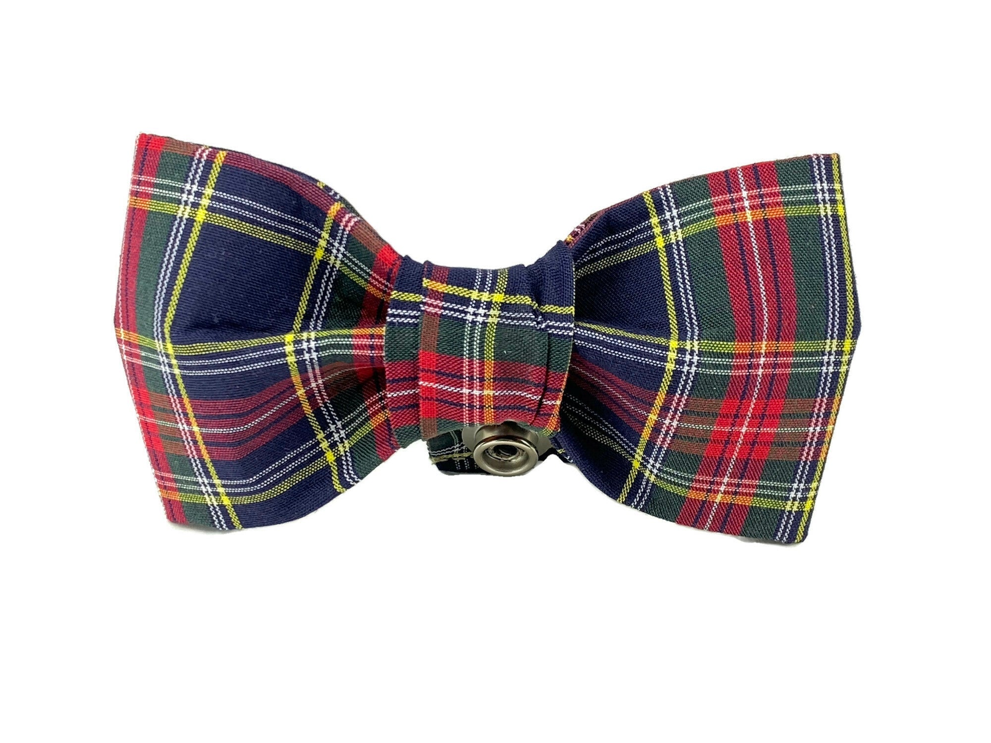 Navy Tartan Plaid Dog Bow Tie - 903