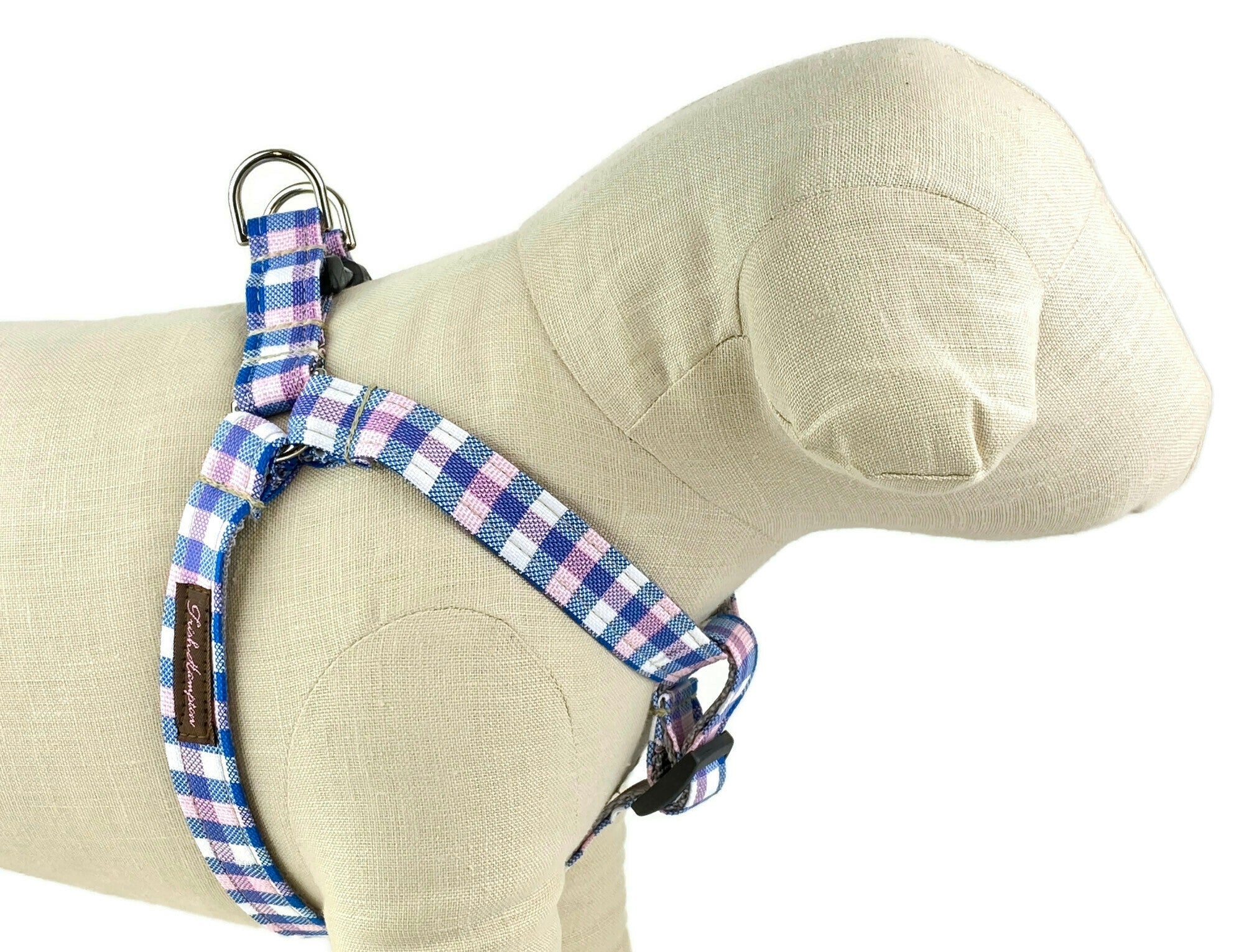 Pink/Blue/White Plaid Dog Harness - 770