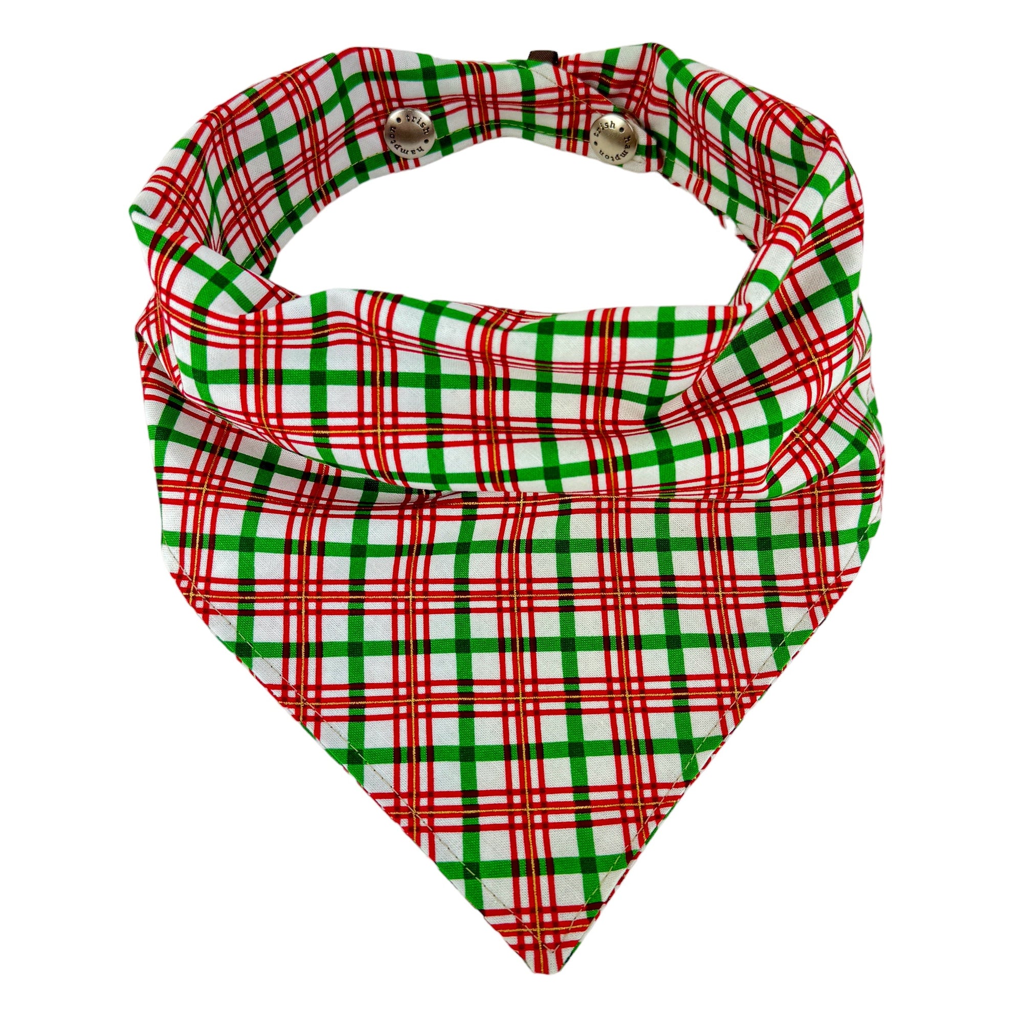 Red/Green/Gold Christmas Plaid Dog Bandana - 1048