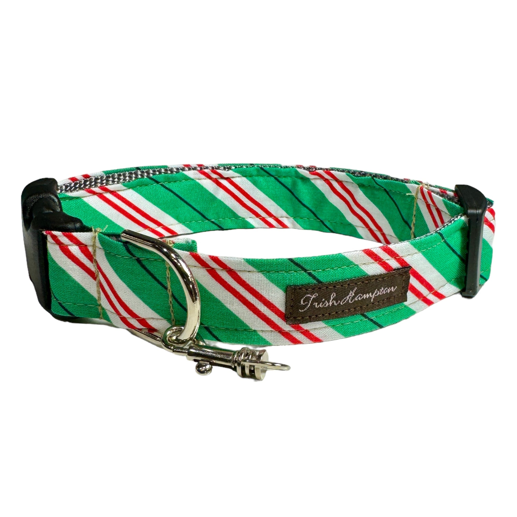 Green/Red/White Peppermint Stripe Dog Collar - 950