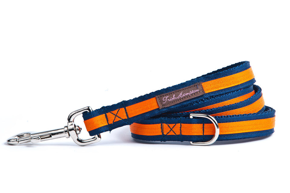 Navy/Bright Orange Stripe 6ft Dog Leash - 305
