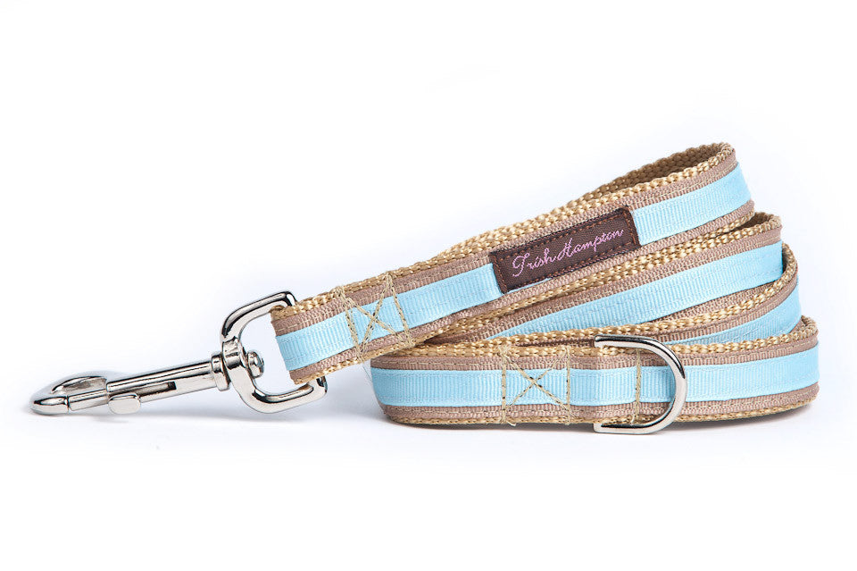Tan/Light Blue Stripe 6ft Dog Leash - 307