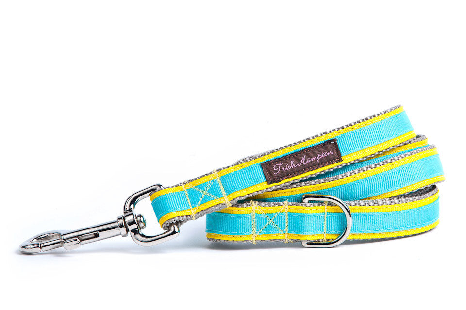 Yellow/Turquoise Stripe 6ft Dog Leash - 318