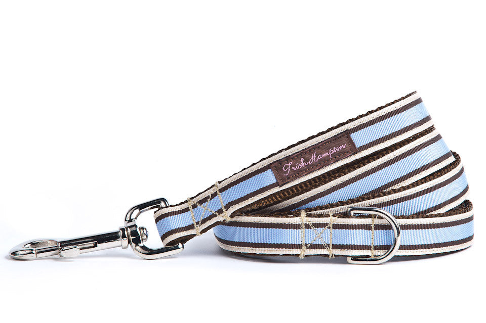 Chocolate/Periwinkle Stripe 6ft Dog Leash - 602
