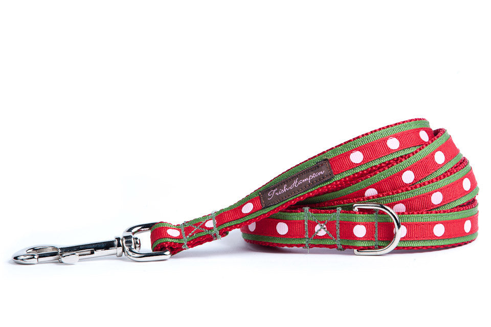 Red/Green/White Polka Dot 6ft Dog Leash - 701