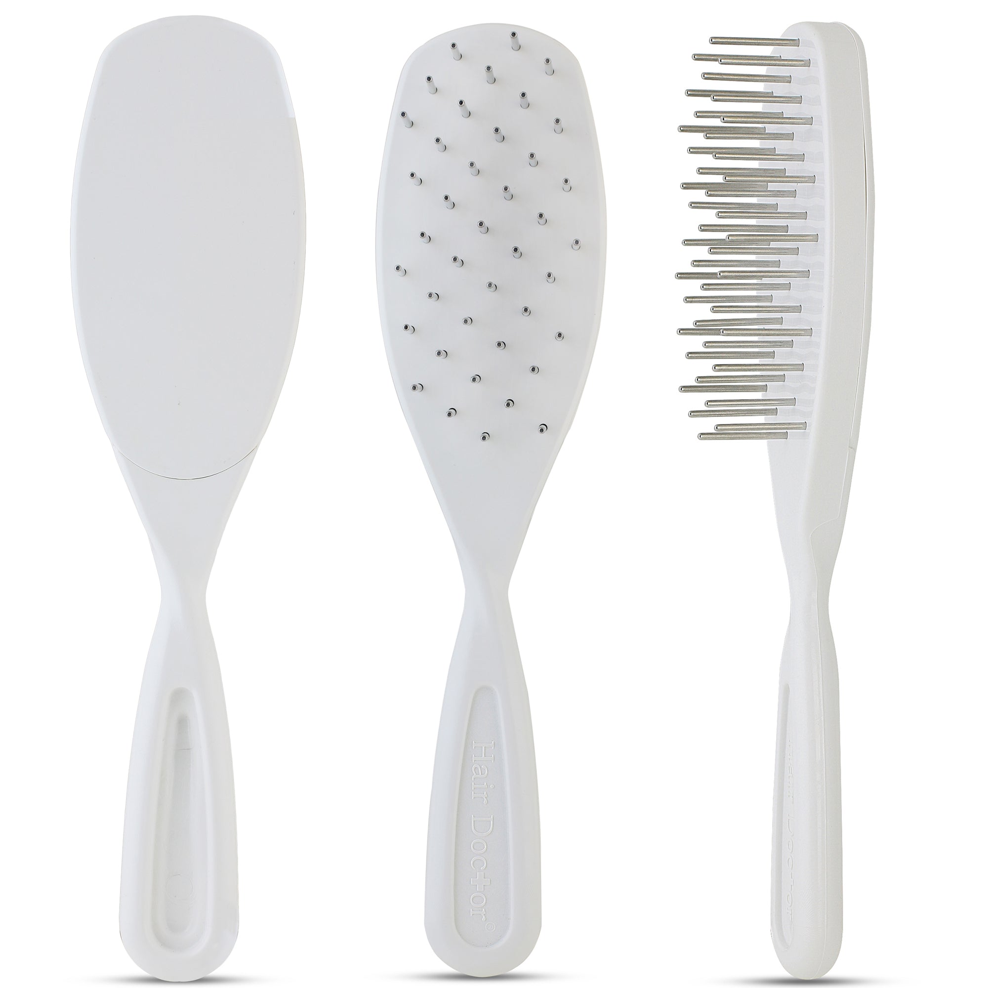 Pet Brush with silky smooth Stainless-Steel Rotating teeth - White Sheen image