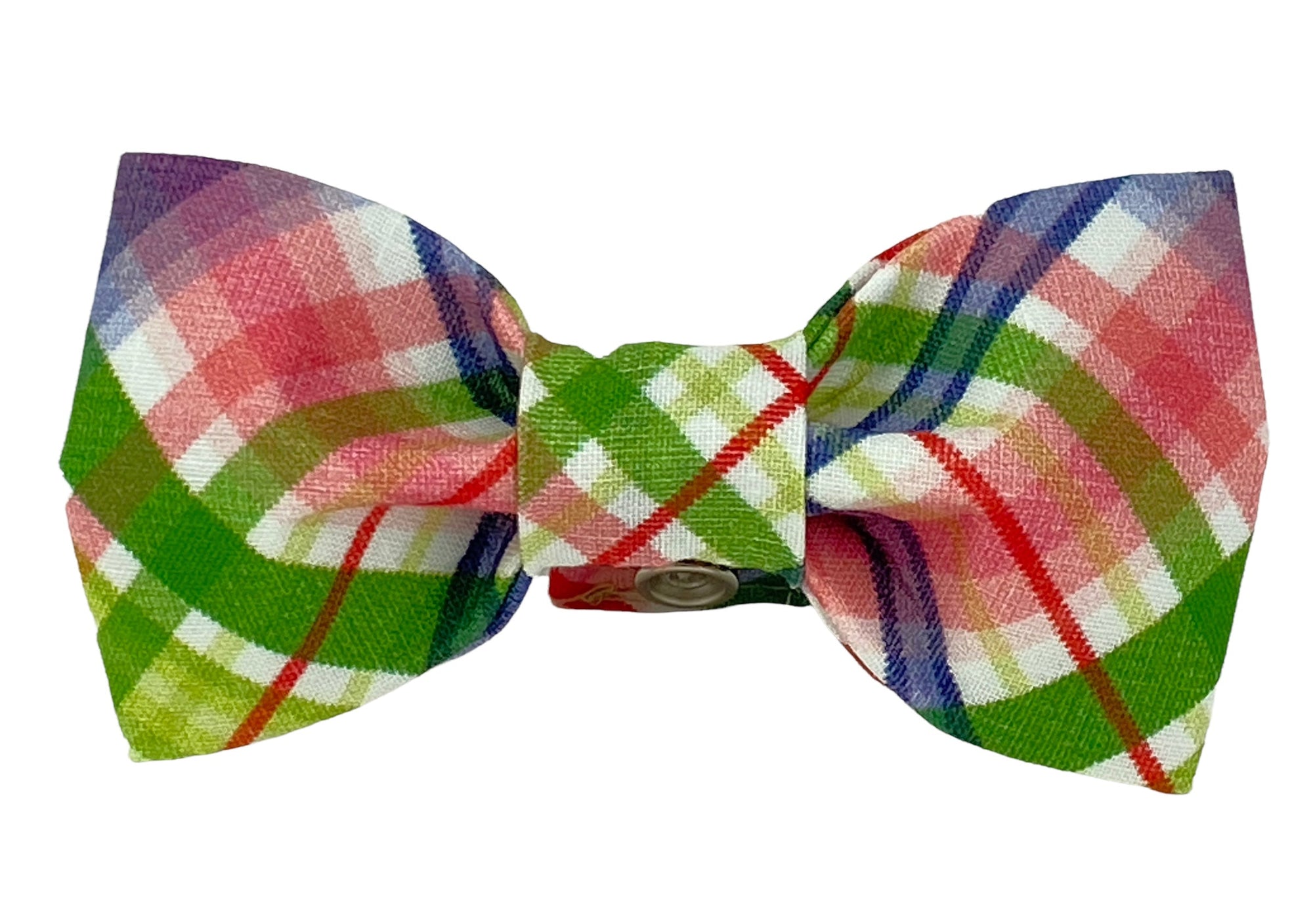 Rainbow Plaid - Green, Pink, Purple, Red Dog Bow Tie - 991