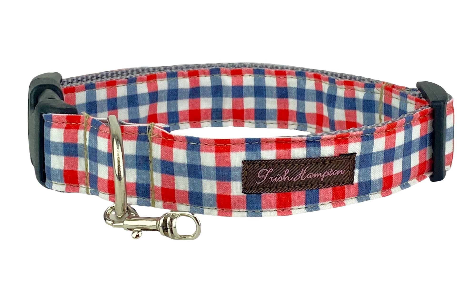Red/White/Navy Blue Gingham Dog Collar - 990