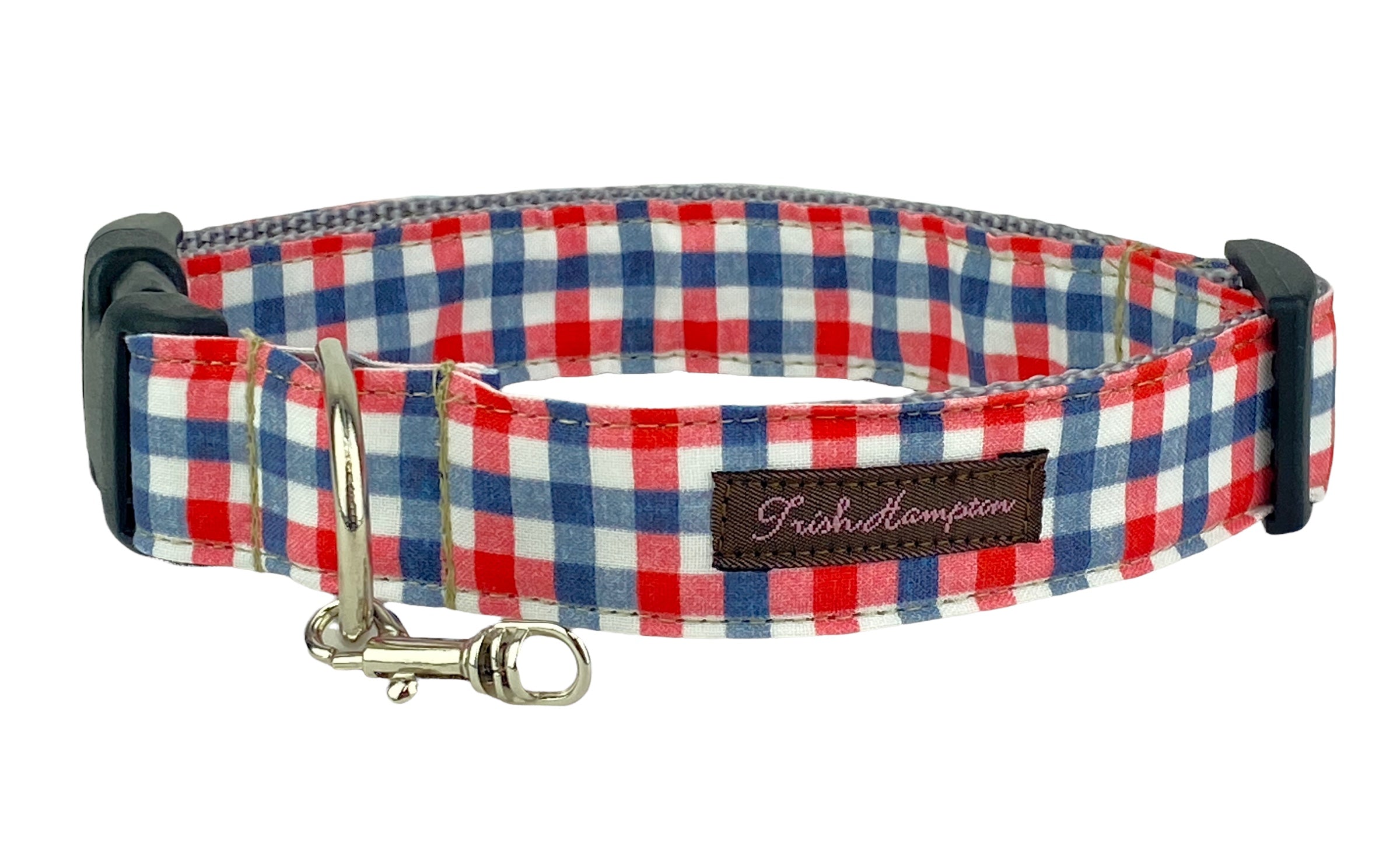 Red/White/Navy Blue Gingham Dog Collar - 990