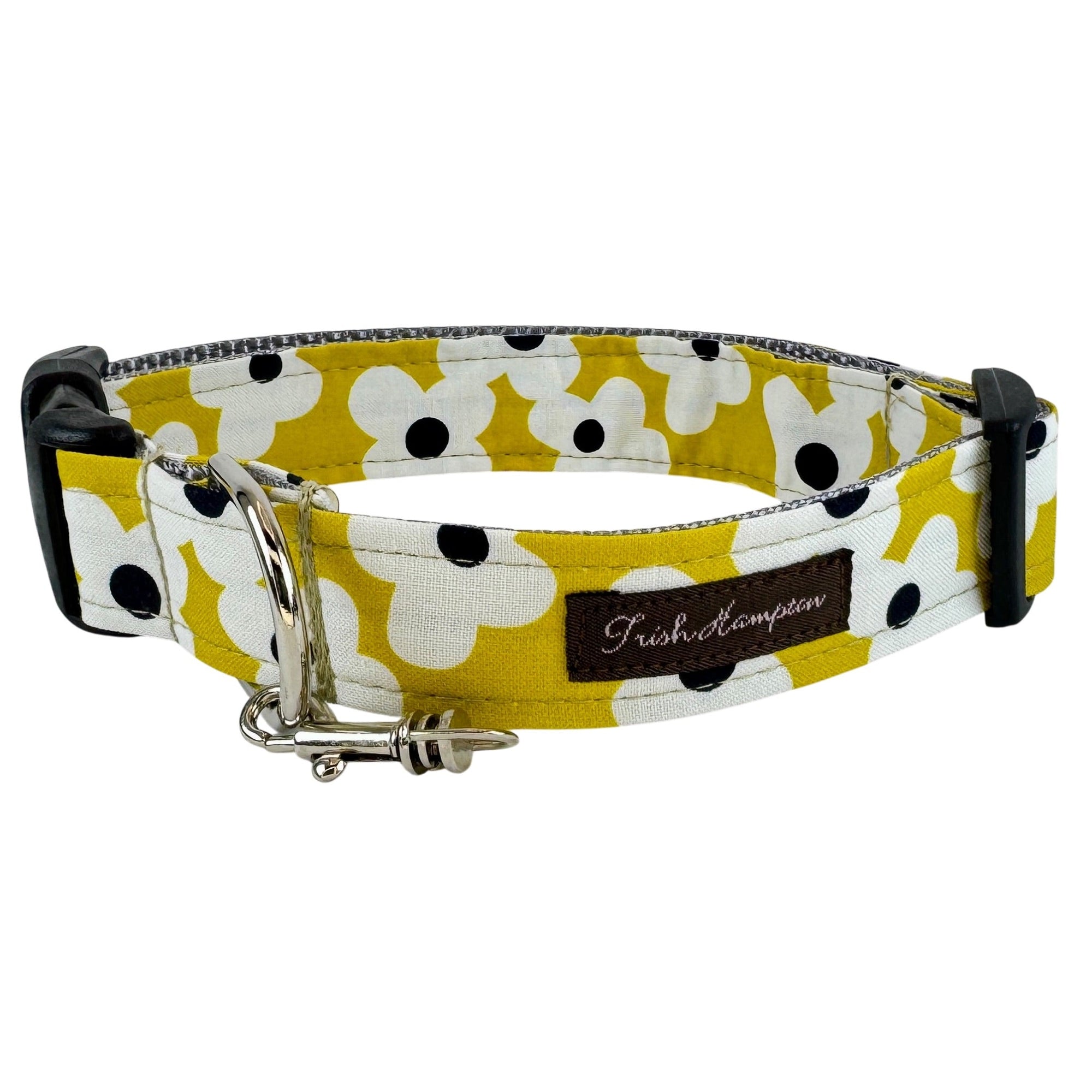 Mustard, White, Black Daisies Dog Collar -1088