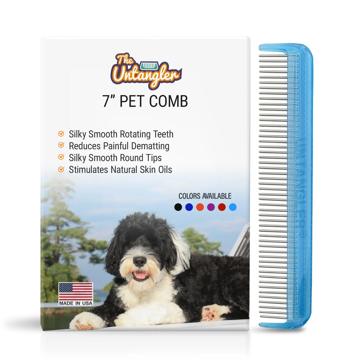 Untangler 7-inch Pet Comb with 51 rotating stainless-steel pins
